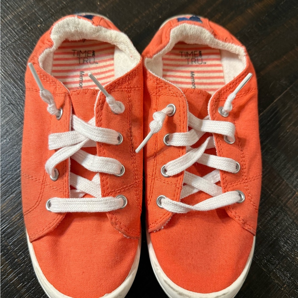 Time and Tru Womens Bright Orange Sneakers